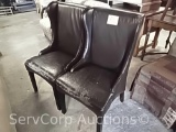 Lot of 2 leather wing back chairs