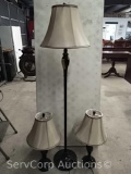 Lot of 2 table lamps & 1 floor lamp