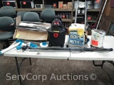 Lot of various rear wiper blade, 3-gallon Shop vac, power roller, grout, hurricane spin brush