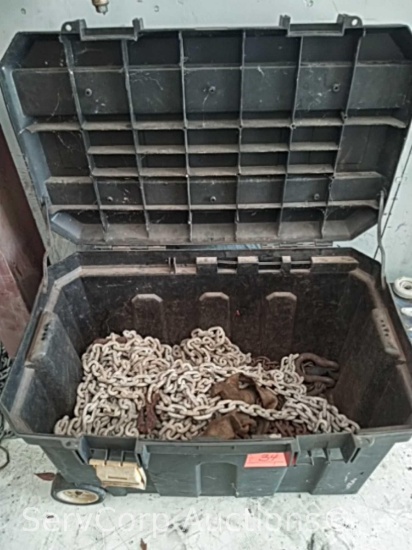 Lot of various chains in bin