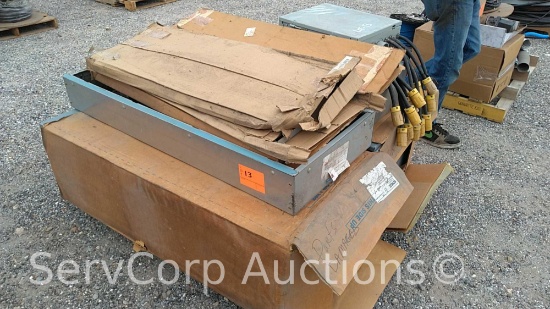 Lot on Pallet of various electrical boxes, Kohler transfer switches