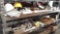 Lot on 3 Shelves of Various Pipe Lube, Pipe Compound, Pipe Cleaner, Wire Brushes, Grinder Wheels,