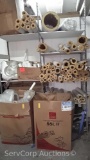 Lot on 6 Shelves of Various Fiberglas Pipe Insulation