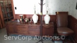 Lot of Lamps, Vases, Coat Rack, Chair, Credenza