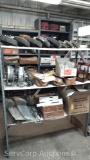 Lot on 3 Shelves of Various Casters, Drain Brackets, Wall Mount Drink Fontain, Arm Carriers