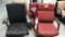 Lot of Gold/Purple Chair, (2) Red Cushioned Guest Chairs, Red Cloth & Wood Desk Chair, Black Cushion