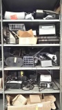 Lot of Omni 650 Battery Backup, Box of Misc. Office Shelves & Filing Baskets, Plastic Letter Box,