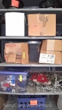 Lot on 3 Shelves - Various Christmas Decorations, Wreaths, Lights (Private Seller)