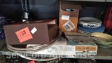 Lot on Shelf - Various Plates, Garbage Disposal, Coffee Grinder, Waffle Iron, A/C Vent, Bath Bar