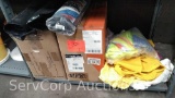 Lot on Shelf of Hazmat Suits, Rain Suit, Plastic Sheeting (Private Seller)