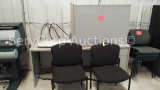 Lot of Desk with Return & 2 Chairs