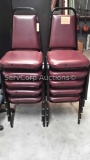 Lot of 10 Burgundy Stack Chairs