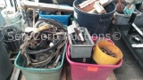 Lot of Mower Parts, Filter, Tubing, Safety Strap, Tool Box