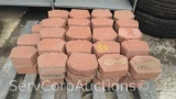 Lot on Pallet of River Red Concrete Retaining Wall Blocks, Faded in Color