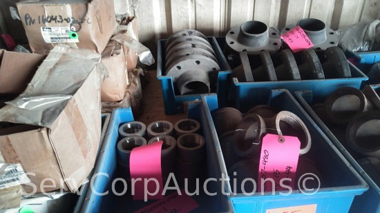 Lot on Pallet: Stainless Couplings, Hose Fittings, Pipe Brackets, Black Pipe Shortway 90's