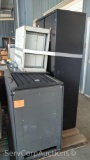 Lot on Pallet: Server Rack, 2-Drawer Letter File Cabinet, 2-Door Metal Cabinet