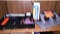 Lot on Shelf of Various Rubber Bands, Hole Punches, Tray Organizer