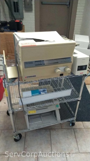 30" Utility Cart with Horizon PF-P310 Paper Folder, APC Battery Backup, Canon M11028 Doc Scanner