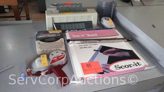 Lot of Scor-It Board, Dot Shot, Labeling System, Surge Protector, Card Cutter