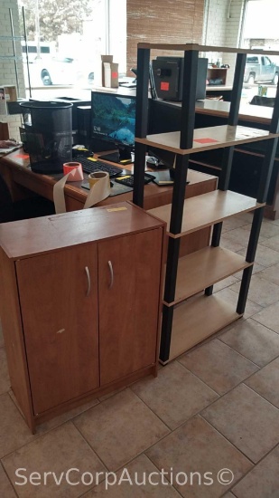 Lot of 2-Door Cabinet & 26" X 56" Shelving Unit