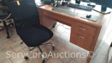 Desk with Desk Top Items & Office Chair