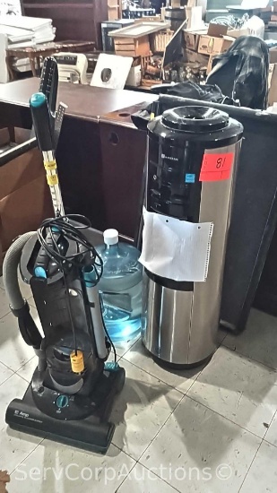 Lot of Water Cooler, Vacuum Cleaner, Bulletin Board Display Cabinet