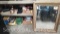 Lot on 2 Shelves of Various Mirrors, Hair Clippers, Board Games, Auto Parts, Meters, PC Speakers,