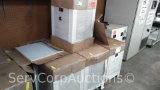 Lot of 7 White Rolling Bedside Cabinets