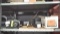 Lot on Shelf of American DJ Gobo Scope Light, Various Music CD's, HID Conversion Lamps, LeFlector