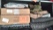 Lot on Shelf of Various Tarps, Heat Shield, Moving Blanket, Universal Covers
