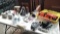 Lot on Shelf of MSA Air Tank, Resuscitator Kit & Various Respirators: 2 Tekk Full Face, 2 Stronk