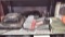 Lot on Shelf of Various Electric Burners, Wind Diverter, Electric Knife, Folding Double Wash Basin,