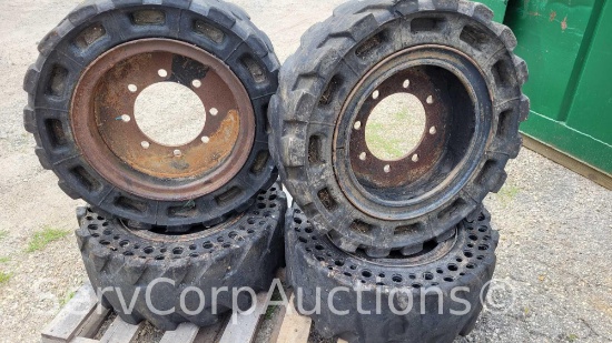 Lot on Pallet of (2) 12.16.5 and (2) 33x12-16 Skid Steer Tires