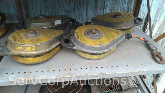 Lot on Shelf of 4 Dyna Lock 50-Ft Self Retracting Lanyards, Needs Recertification