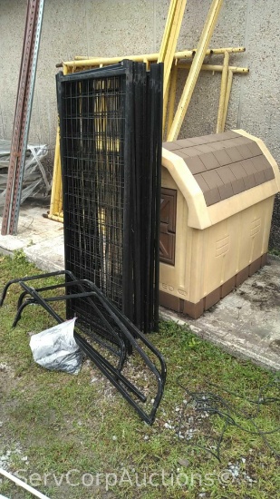 Lot of Collapsible Dog Kennel & Plastic Dog House