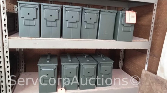 Lot on 2 Shelves of 10 New Ammo Cans/Boxes