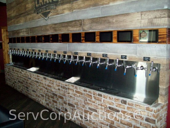 Lot on 9 Shelves of Pour My Beer 30-Tap Self Serve & Card Reader System