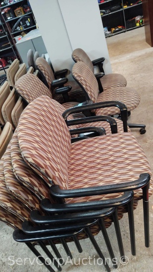 Lot of 5 Stack Chairs & 5 Office Chairs with Various Patterns (Seller: City of Slidell)