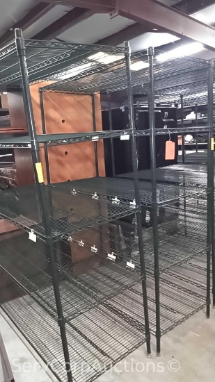 Lot of 2 Poly-Green 54"x24"x74" Wire Shelving Units