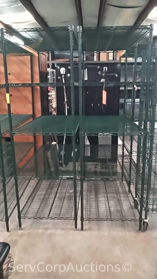 Lot of 2 Poly-Green 48"x24"x74" Wire Shelving Units