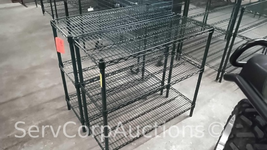 Lot of 2 Poly-Green 36"x14"x34" Wire Shelving Units
