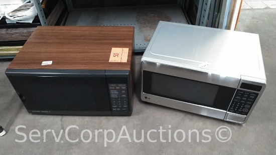 Lot on Shelf of LG & Sharp Counter Microwaves