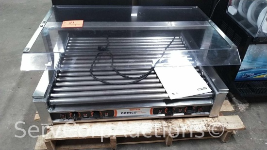 Nemco Roll-A-Grill with Nemco Sneeze Flat Top Guard