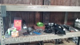 Lot on Shelf of Various Paper Towel Holders, Ladders, Knives, Salt/Pepper Shakers, Hangers, Drain