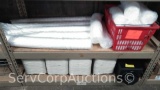 Lot on 2 Shelves of 16-Oz Styrofoam Cups, Lids, Cup Caddies, San Jamar Lid Dispenser