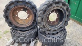 Lot on Pallet of (2) 12.16.5 and (2) 33x12-16 Skid Steer Tires