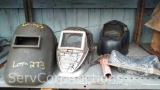 Lot on Shelf of Welders Face Shields
