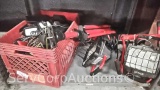 Lot on Shelf of Work Lights, LED Lights, Cable, Tool Bag, Replacement Board, Chain