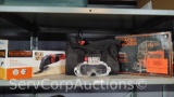 Lot on Shelf of Black & Decker Electric Jigsaw, Electric Oscillating Tool, & Electric Drill, Safety