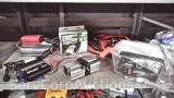 Lot on Shelf of Booster Cables, Pyramid PS-15KX Bench Power Supply Converter, Tripp-Lite 400-Watt